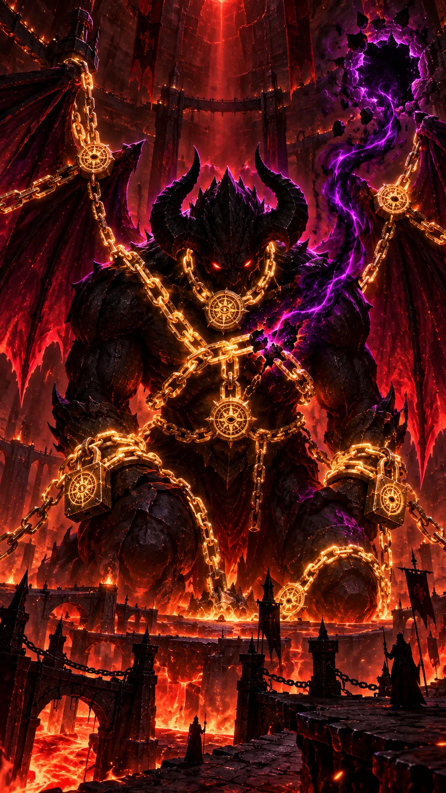 Kraavos, still chained, at the centre of the map.
